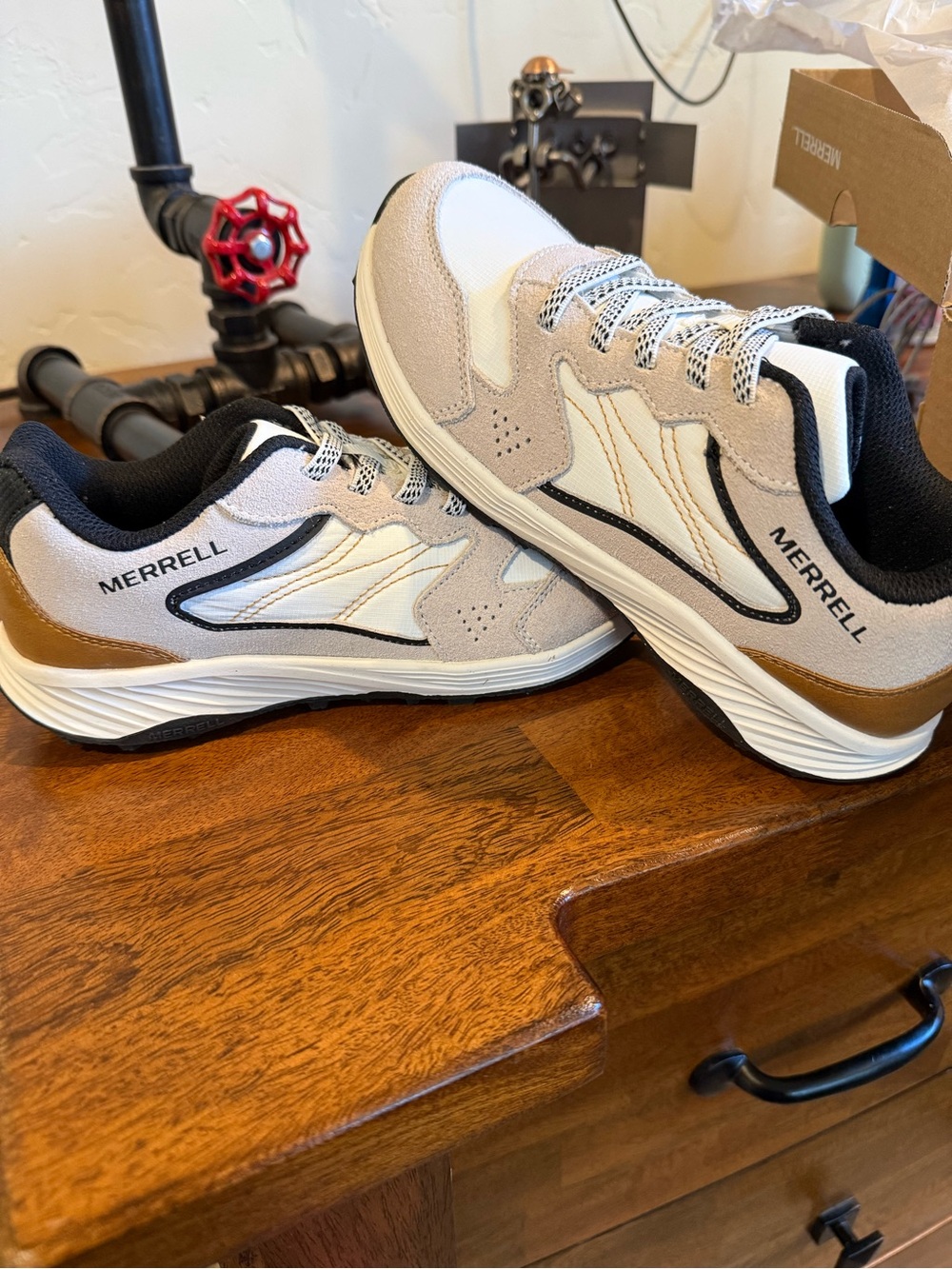Merrell Men's White, Beige and Brown Casual Trail Sneakers